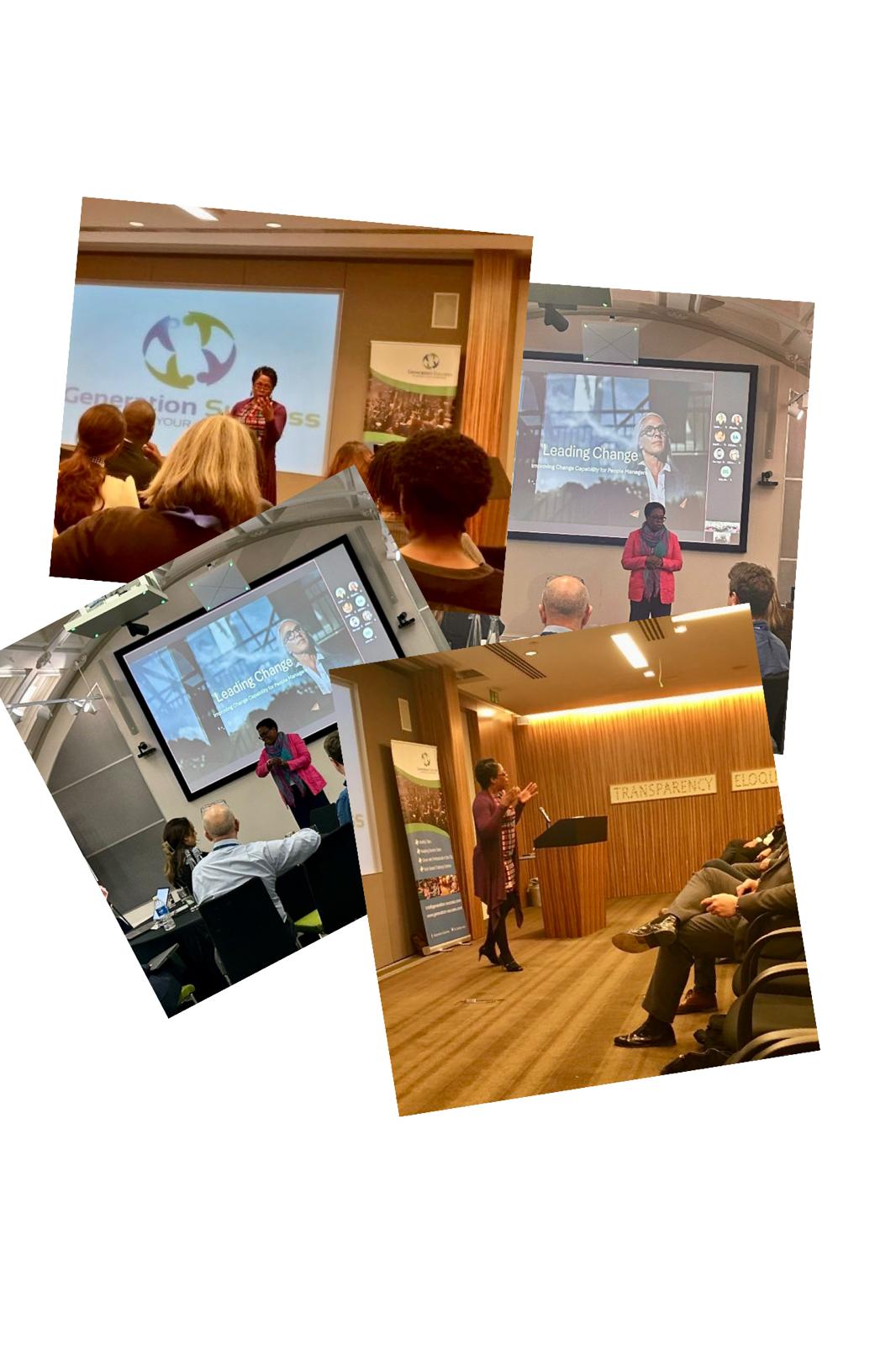 Beverley Simms speaking at leadership and culture change events